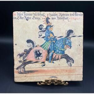 668 - Medieval Knight Tournament Tile Plaque  Castlecore Wall Art